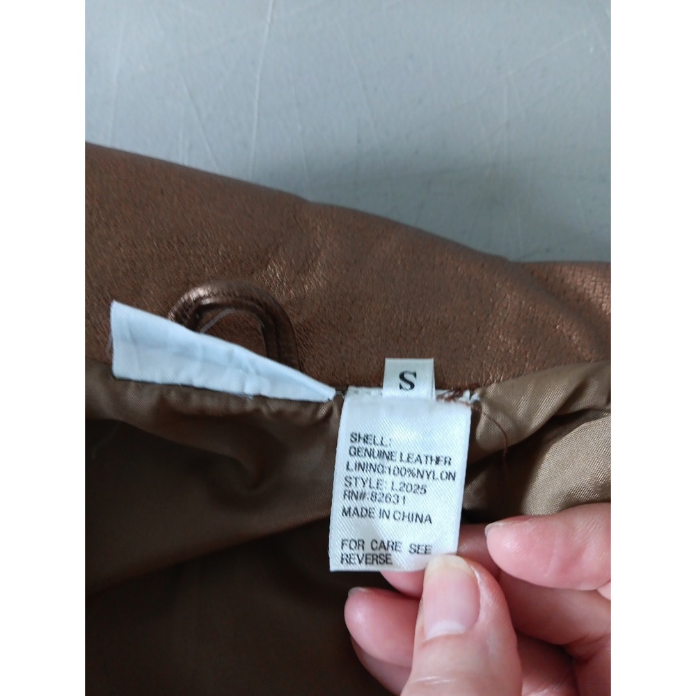 VTG Leather Trench Coat Belted Women Small Metalic Gold Belted‎ Countryside Chic - Picture 14 of 16
